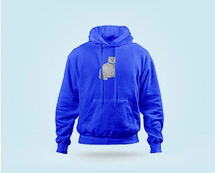 Blue hoodie with cat motif