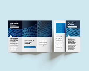 Two flyers with a three-fold fold lying next to each other