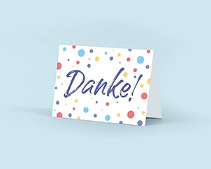 Standing folding card with thank you print