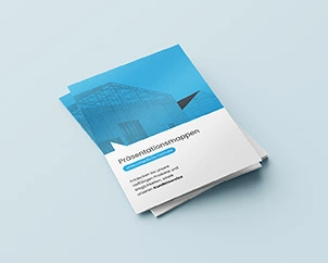 Two closed presentation folders lie on top of each other