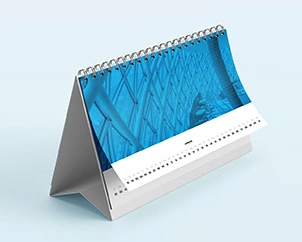 Landscape format table calendar for standing up