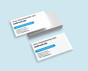 Stack of business cards with sample print in blue