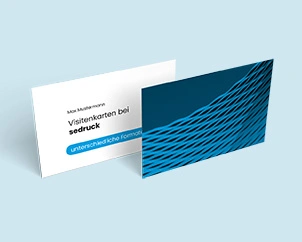 Two business cards with front and back standing next to each other