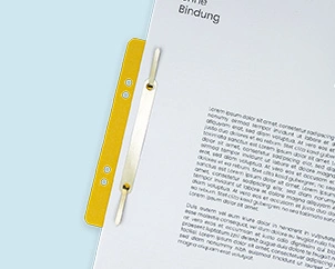 Printouts with filing strips in detail