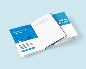 Open hardcover book with stable thread or perfect binding and high-quality inner pages for professional book and photo printing