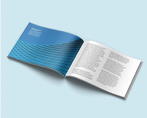 Open perfect binding with soft cover in landscape format