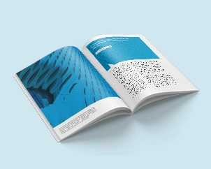 Open perfect binding with softcover in portrait format