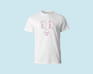 White T-shirt with female smiley print