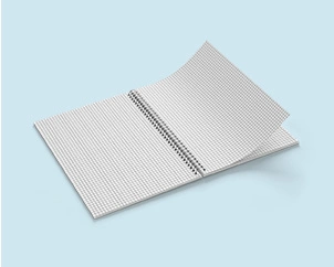 Portrait format wire ring binding opened